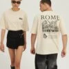 YOURTURN Rome Tee Unisex - T-Shirt Print - Mottled Light Brown