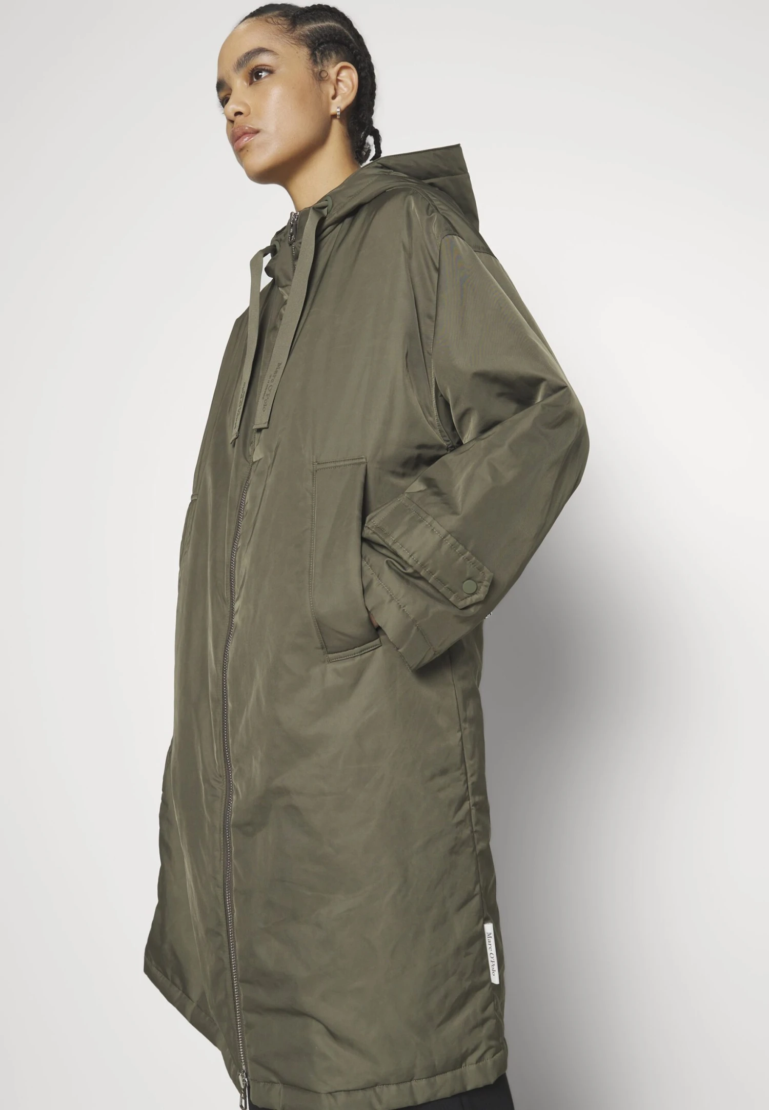 Marc O'Polo Coat Long Padded Fixed Hood Zipper Drawstring Waist - Parka - Olive Crop - Afbeelding 6