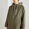 Marc O'Polo Coat Long Padded Fixed Hood Zipper Drawstring Waist - Parka - Olive Crop