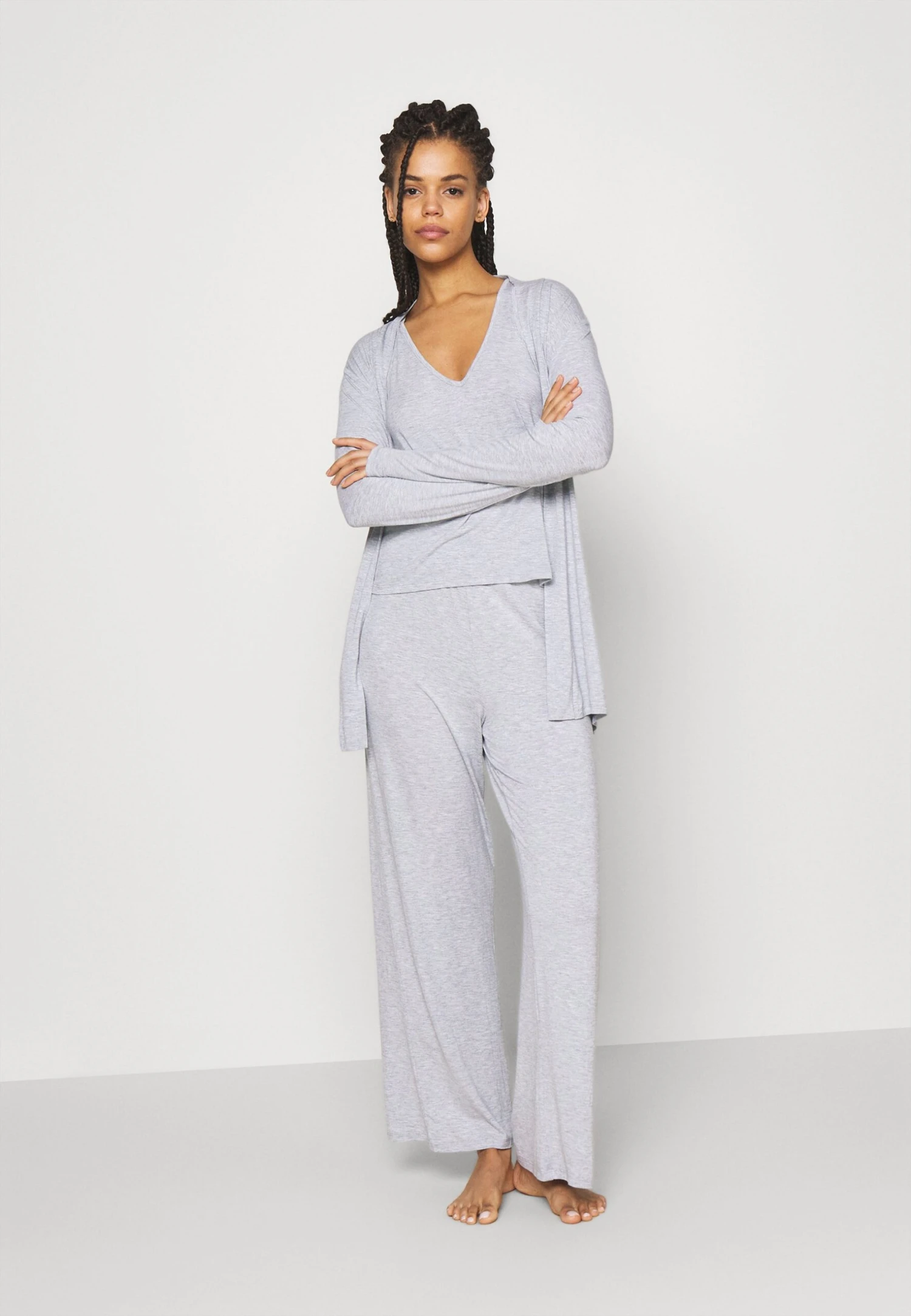 Anna Field 3 Piece Jersey- Pyjama - Mottled Light Grey - Afbeelding 2