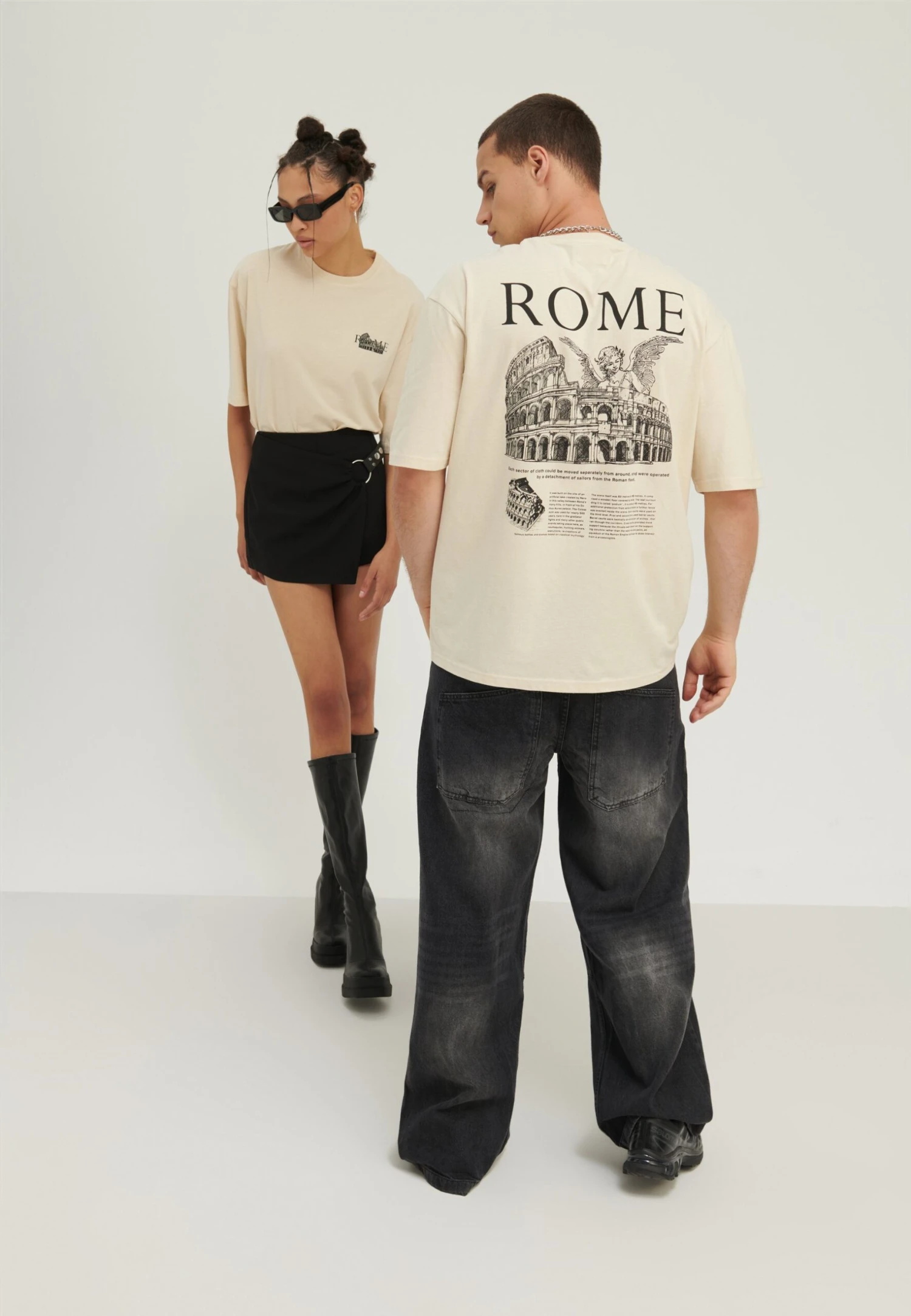 YOURTURN Rome Tee Unisex - T-Shirt Print - Mottled Light Brown - Afbeelding 2
